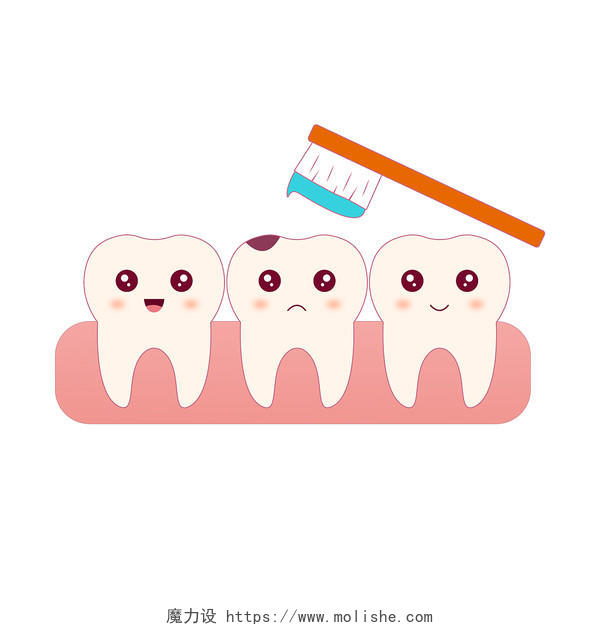 一排牙拟人素材牙齿元素